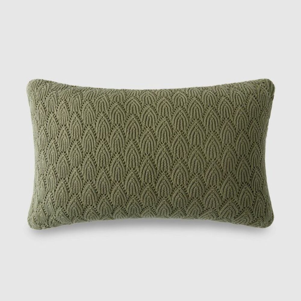 20"x12" Jeremiah Brent Home Pointelle Lumbar Accent Pillow Green